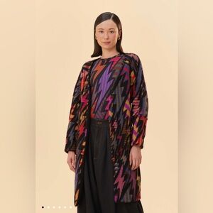 RARE! 🌞FARM RIO Black Lightening Maxi Fleece Cardigan